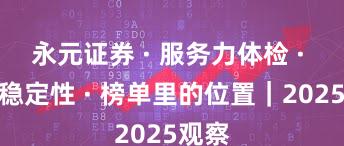 永元证券 · 服务力体检 · 系统稳定性 · 榜单里的位置｜2025观察